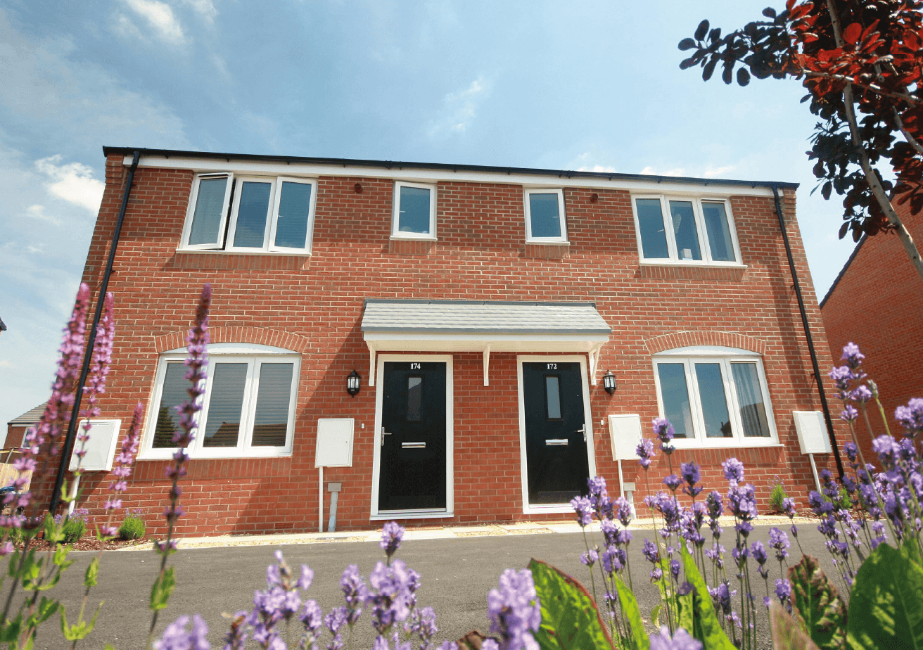 front of new build semi detached houses