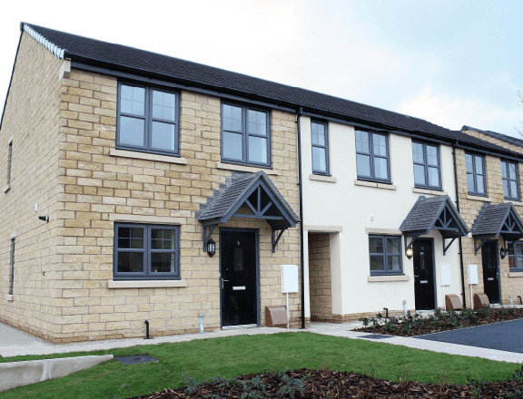 three joint terraced houses newly built