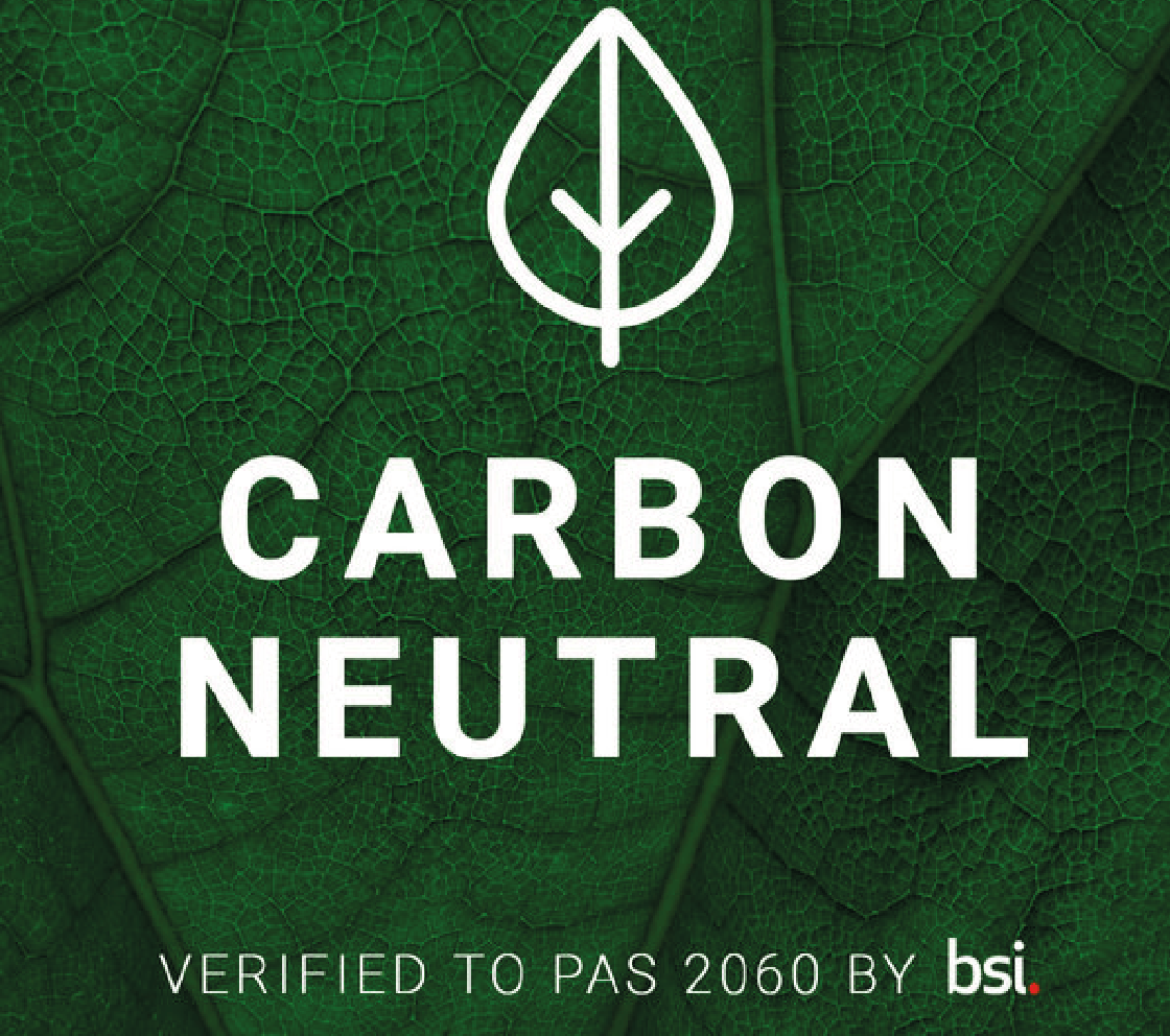 text: carbon neutral verified by PAS 2060 by bsi
