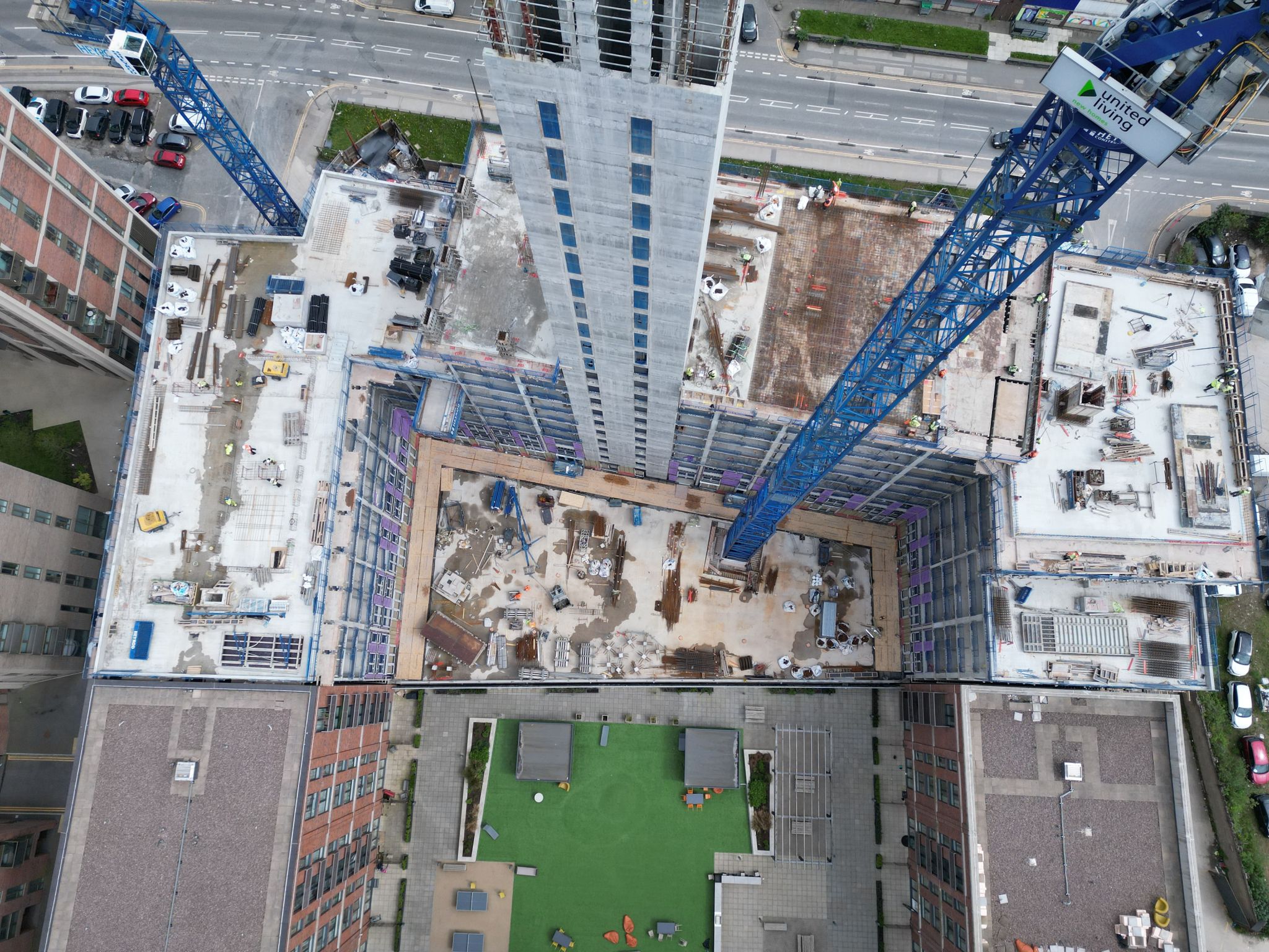birds eye view of building under construction