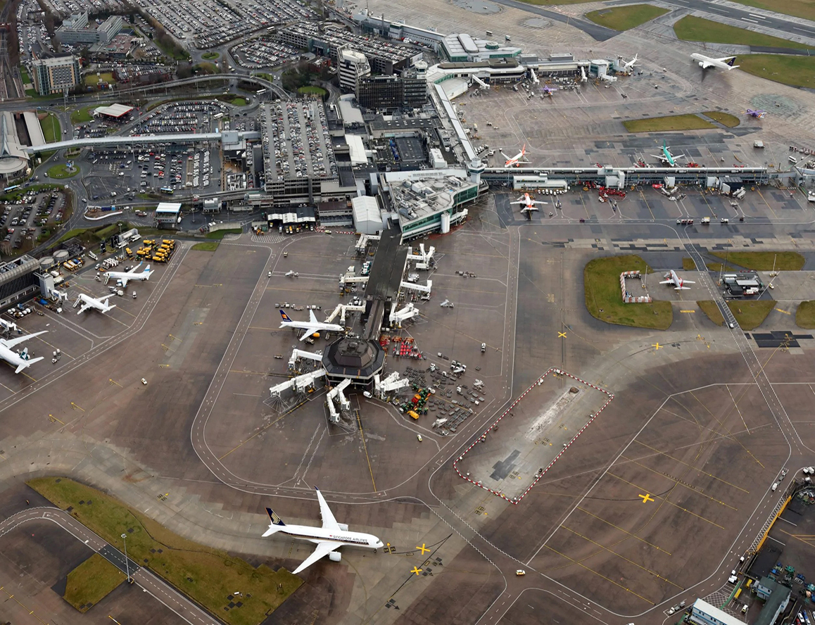 birds eye view of manchester airport