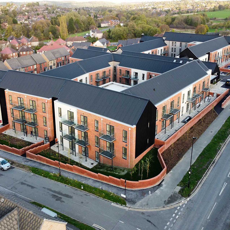 birds eye view of newly built retirement village