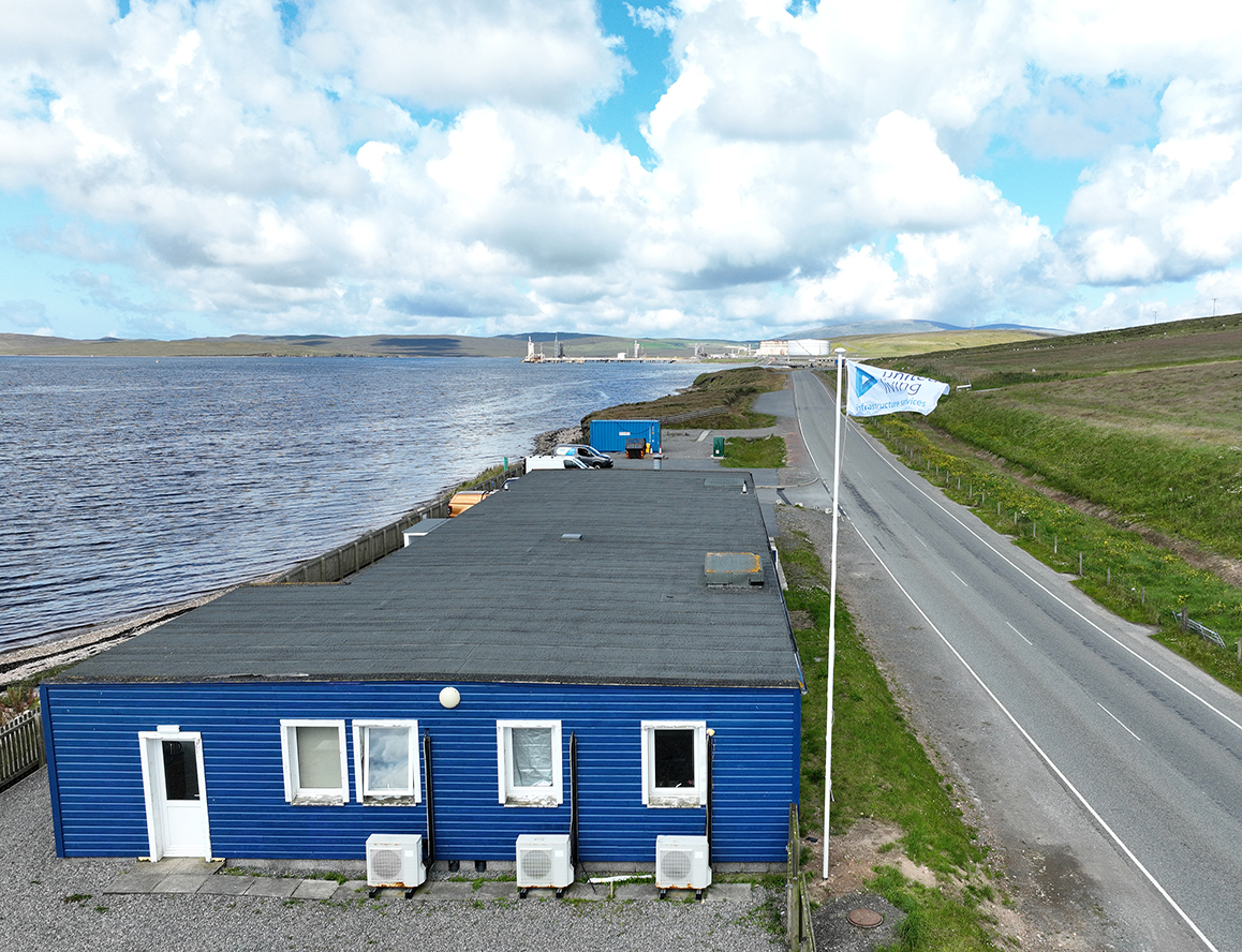 oil and gas terminal with united living flag