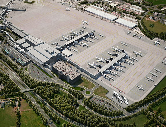 birds eye view of manchester airport