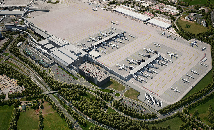 birds eye view of manchester airport